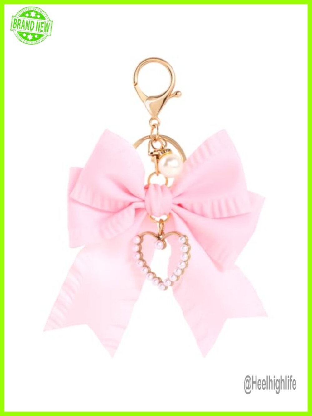 Bow Keychain with Artificial Pearls and Alloy Charm for Purses and Backpacks